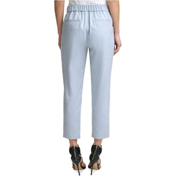 DKNY Women Wear to Work Pants Pleated Elastic Back Waist Ankle Light Blue Size 4 - Picture 2 of 4